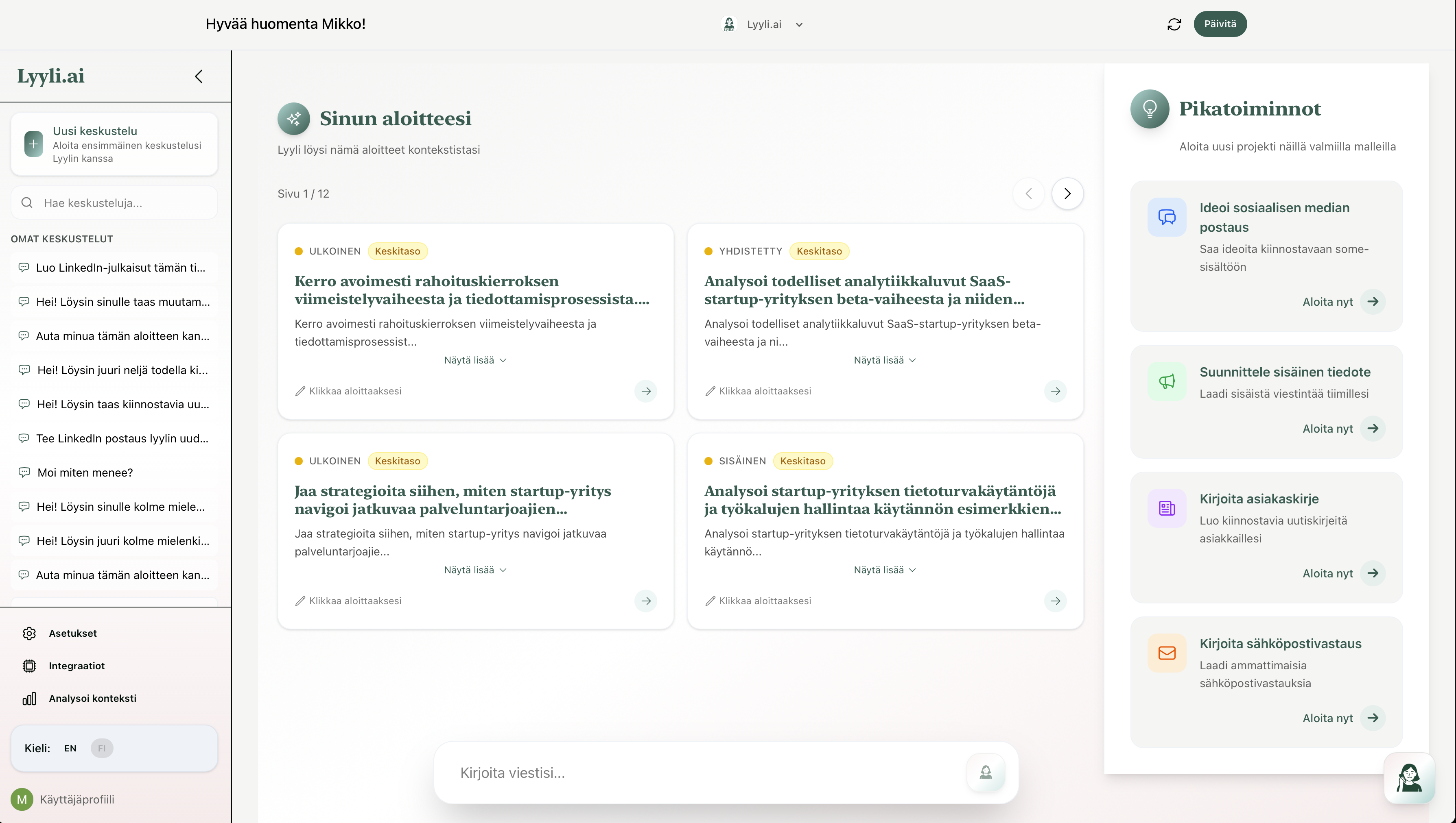 Lyyli.ai Desktop Interface - AI Communication Assistant