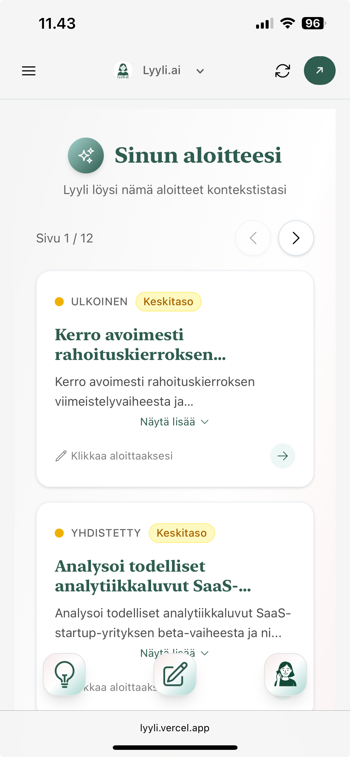 Lyyli.ai Mobile Interface - AI Communication Assistant